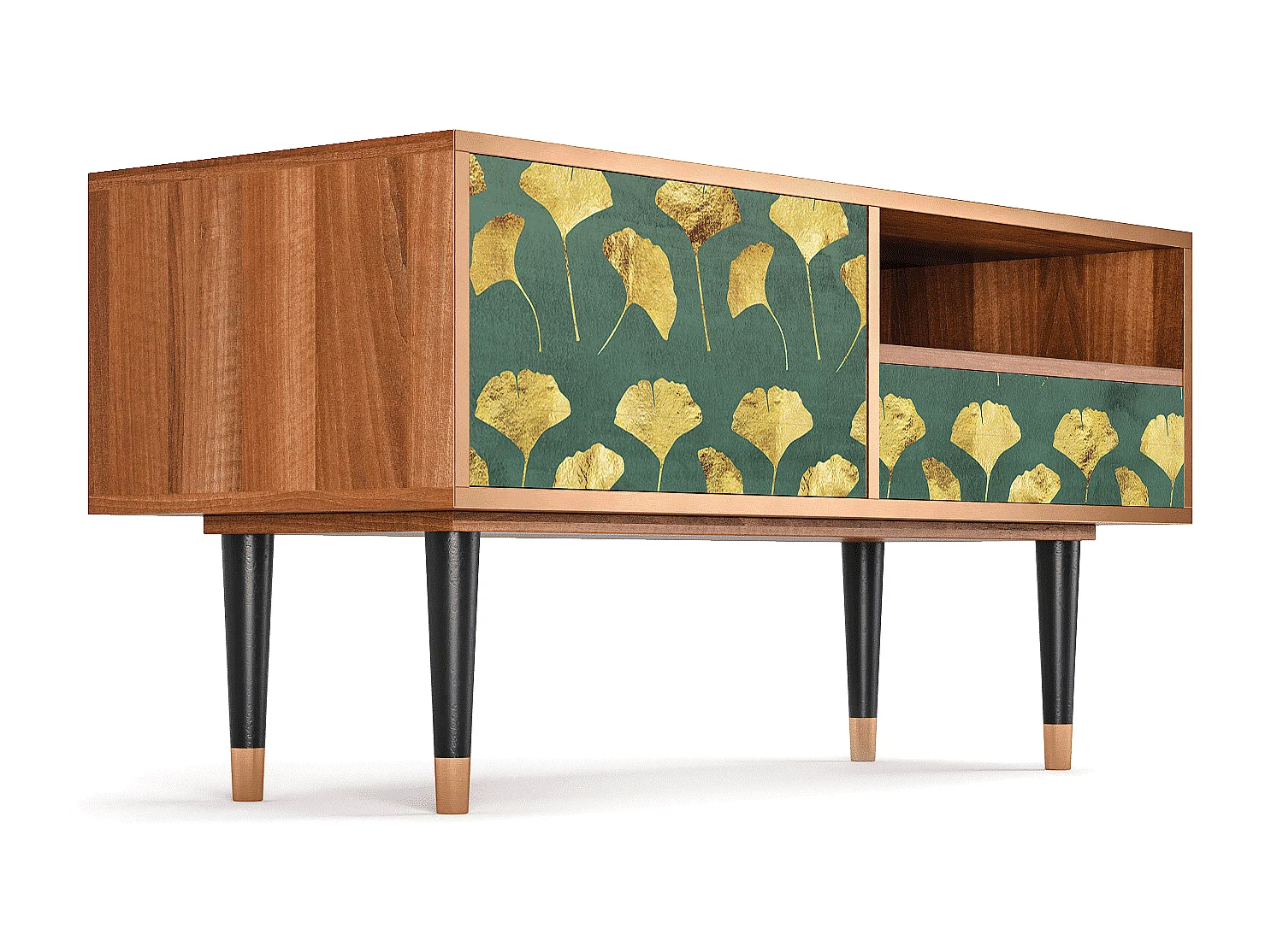 Meuble TV - 115х59х48 cm - T3 - Gingko leaves, Noyer