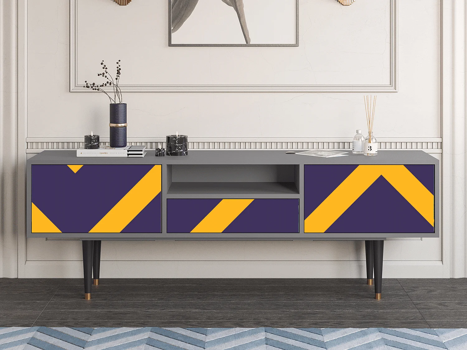 Mueble de TV - 170х59х41 cm - T6 - The Brightest Way, Cinza