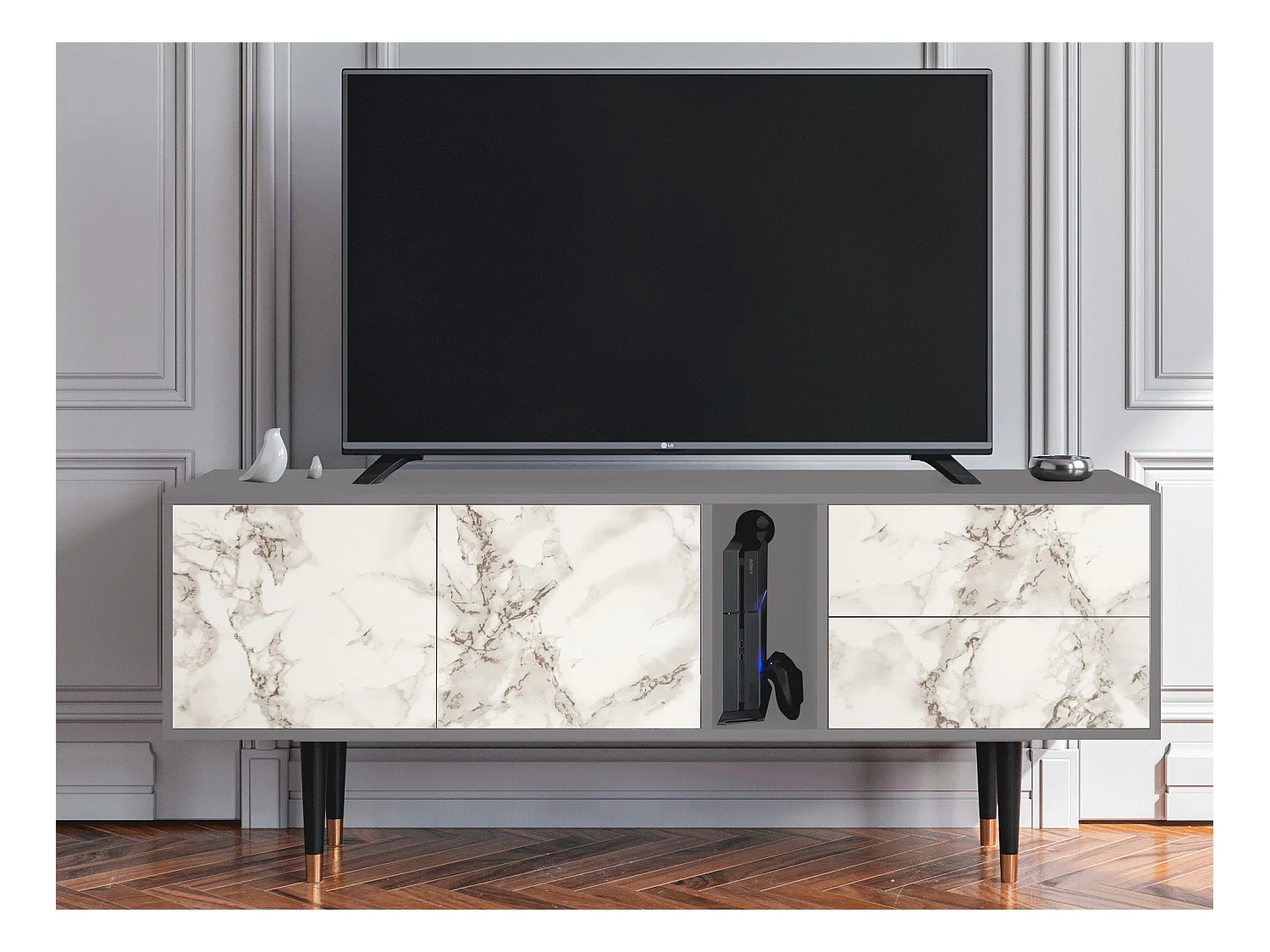 Mobile TV - 170х69х48 cm - T1 - Milk Marble, Grigio