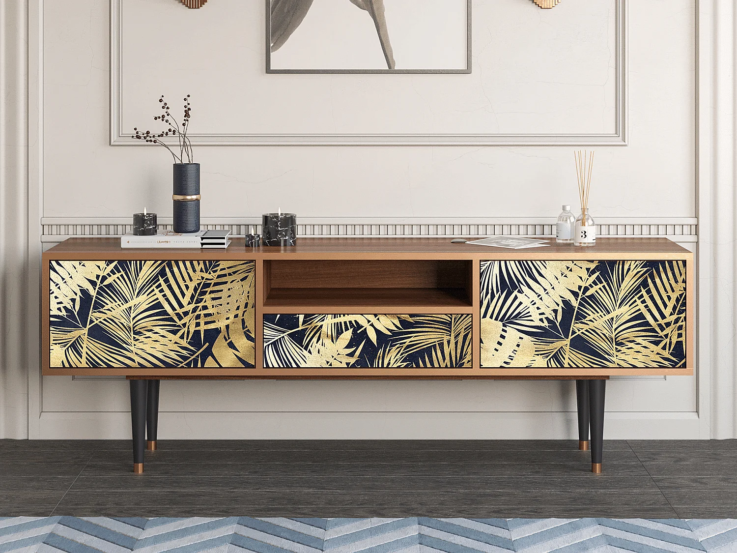 Meuble TV - 170х59х41 cm - T6 - Jungle Vibes, Noyer