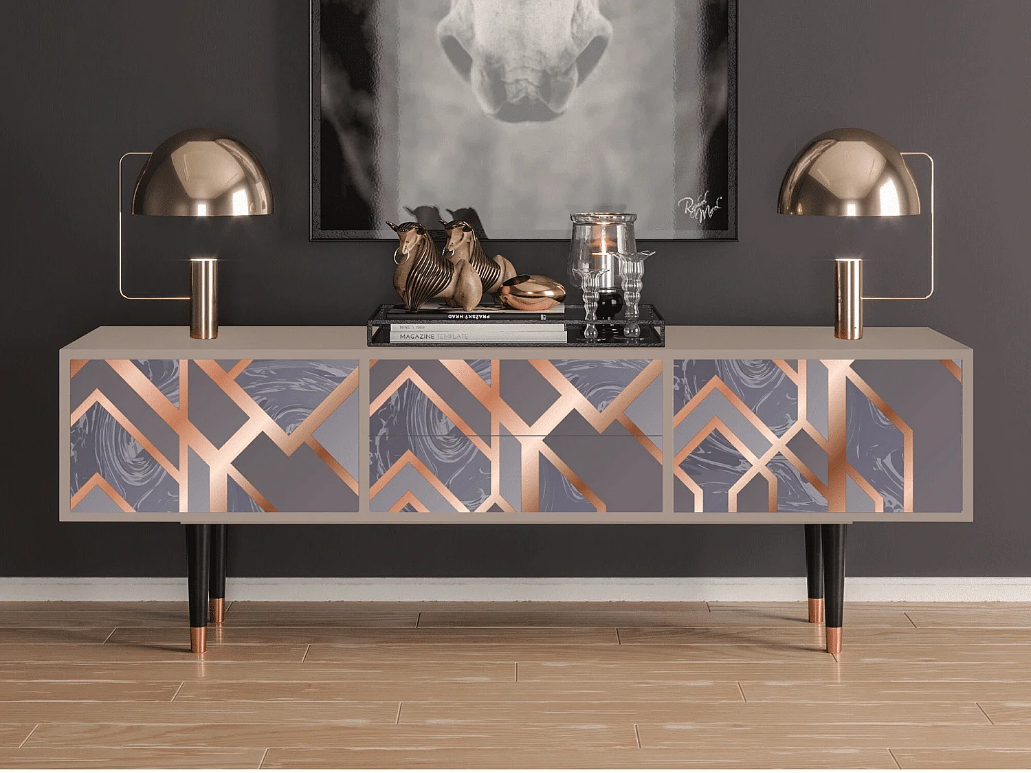 Szafka RTV - 170х59х48 cm - T4 - Taupe Anatomy, Latte