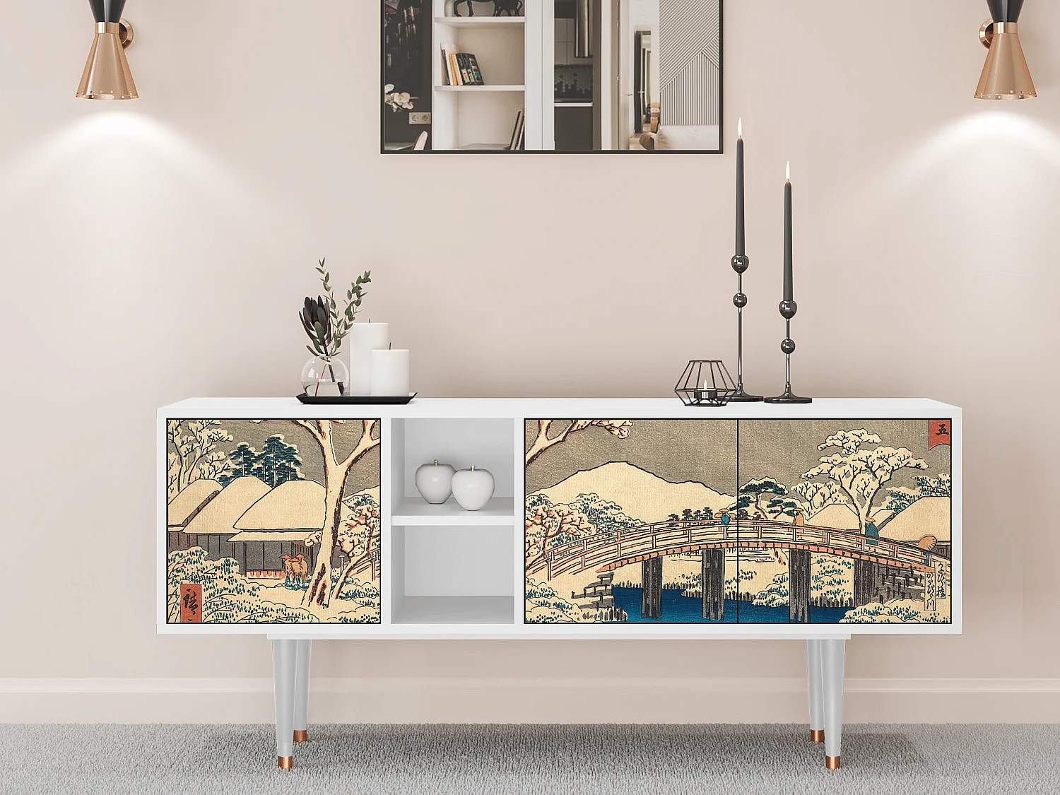 Mobile TV - 150х69х41 cm - T5 - Katabira River, Bianco