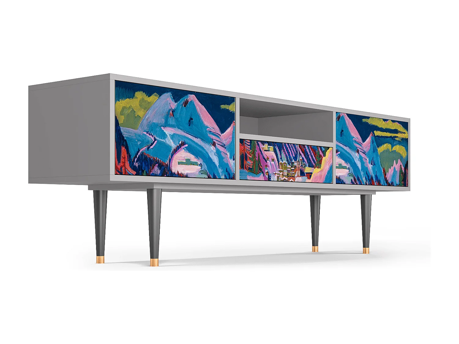 Meuble TV - 170х59х41 cm - T6 - Davos Winter, Gris