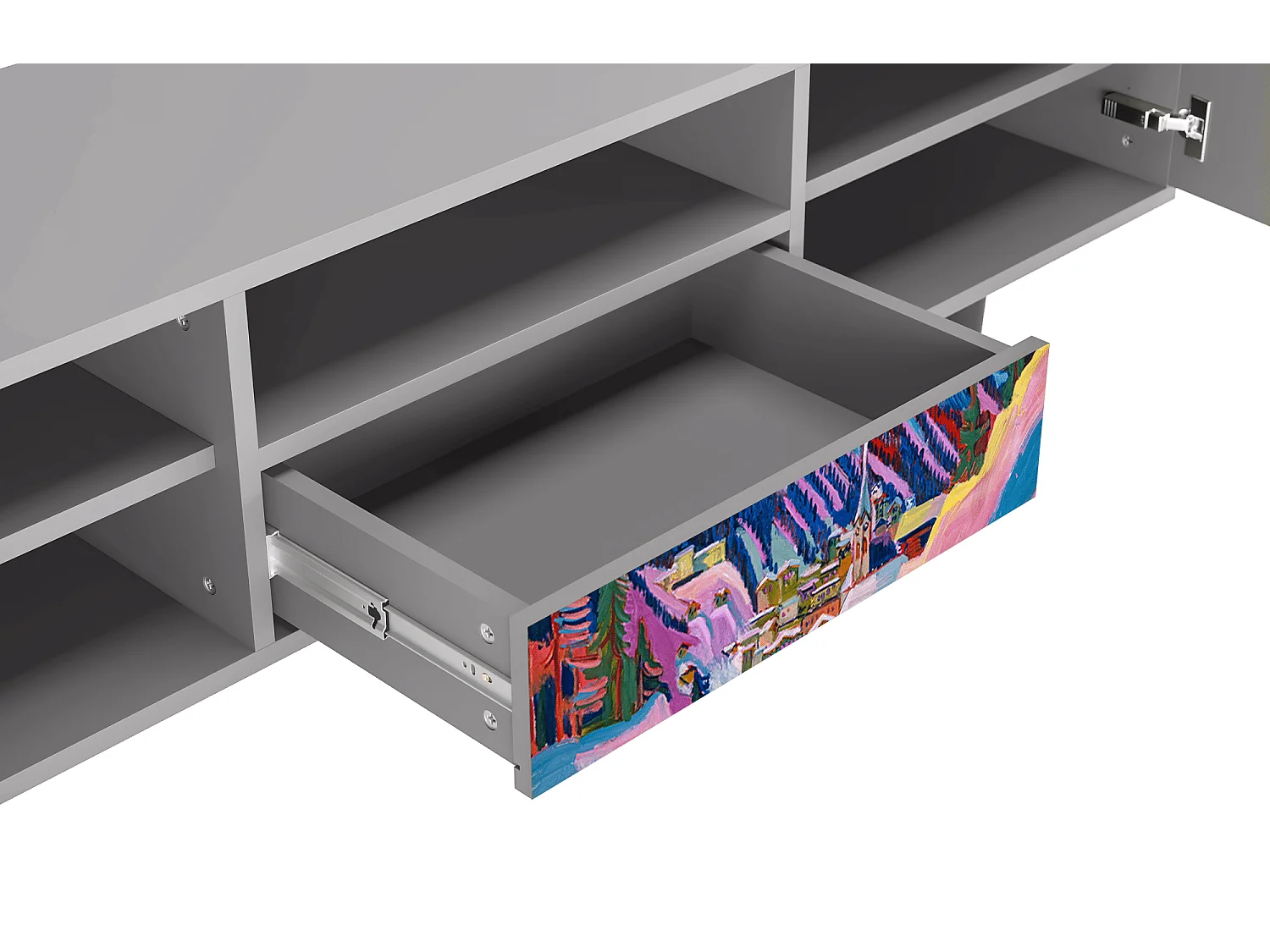 Meuble TV - 170х59х41 cm - T6 - Davos Winter, Gris