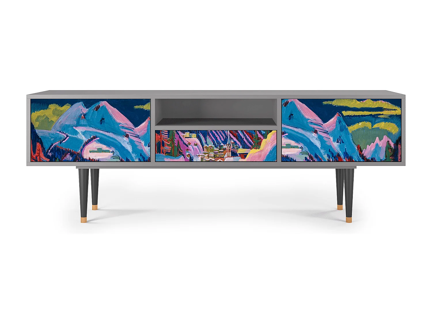 Meuble TV - 170х59х41 cm - T6 - Davos Winter, Gris