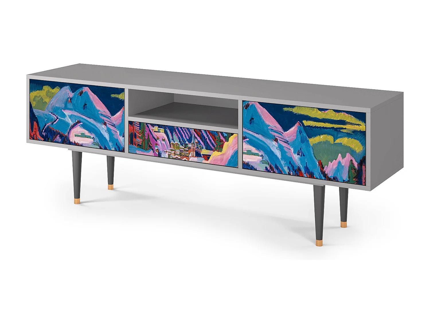 Meuble TV - 170х59х41 cm - T6 - Davos Winter, Gris