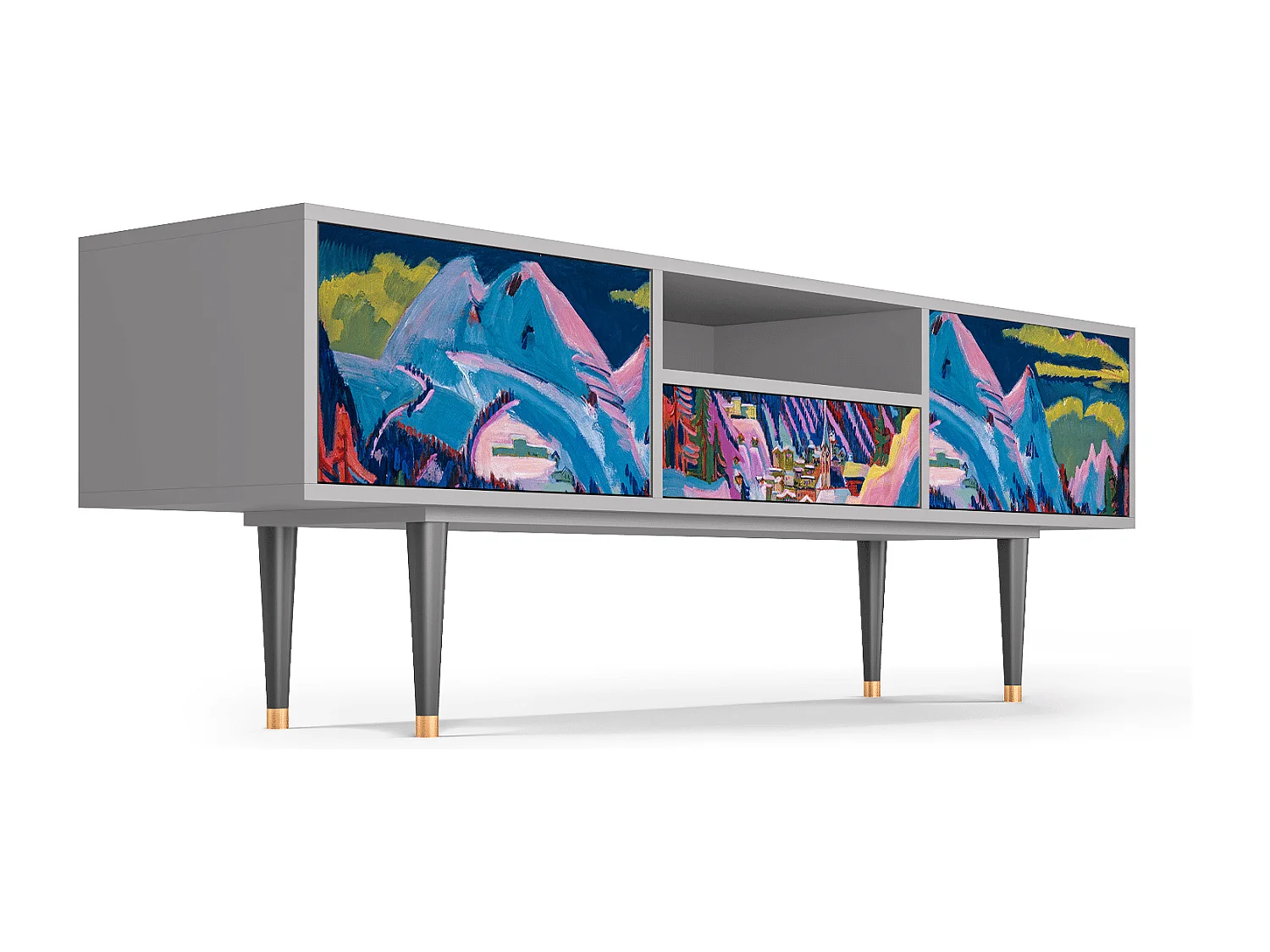 Meuble TV - 170х59х41 cm - T6 - Davos Winter, Gris