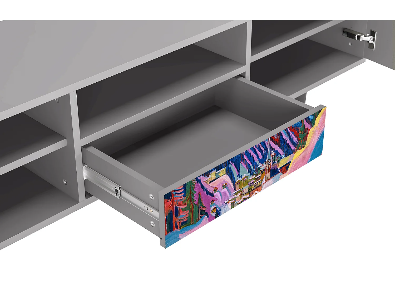 Meuble TV - 170х59х41 cm - T6 - Davos Winter, Gris