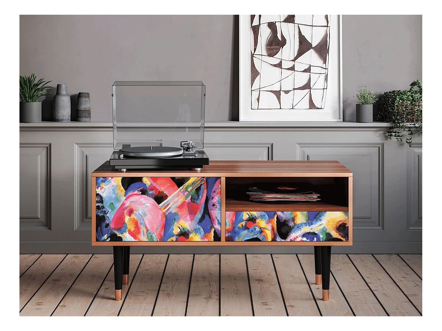 Meuble TV - 115х59х48 cm - T3 - Kandinsky, Noyer