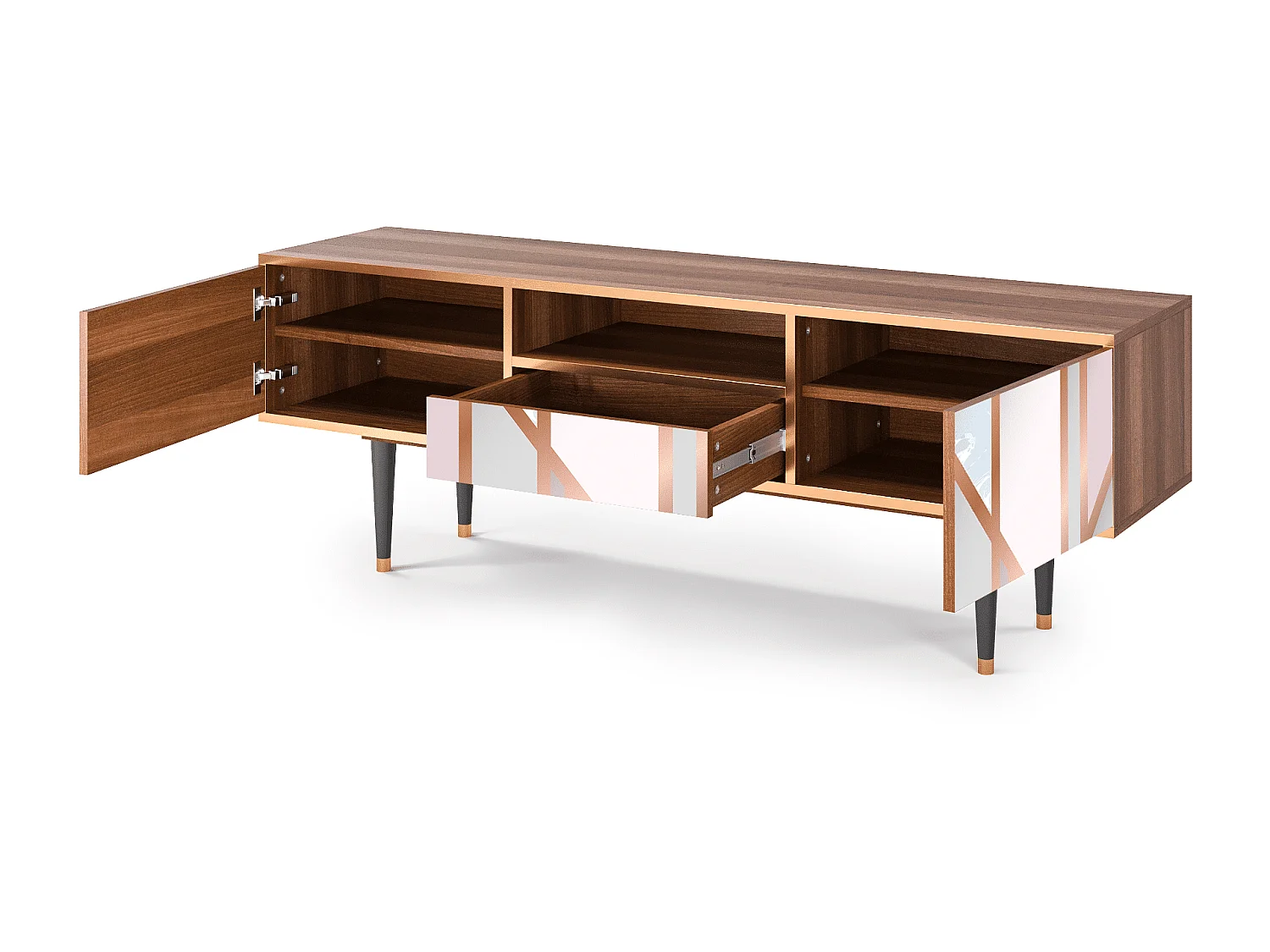 Szafka RTV - 170х59х41 cm - T6 - Champagne Story, Orzech