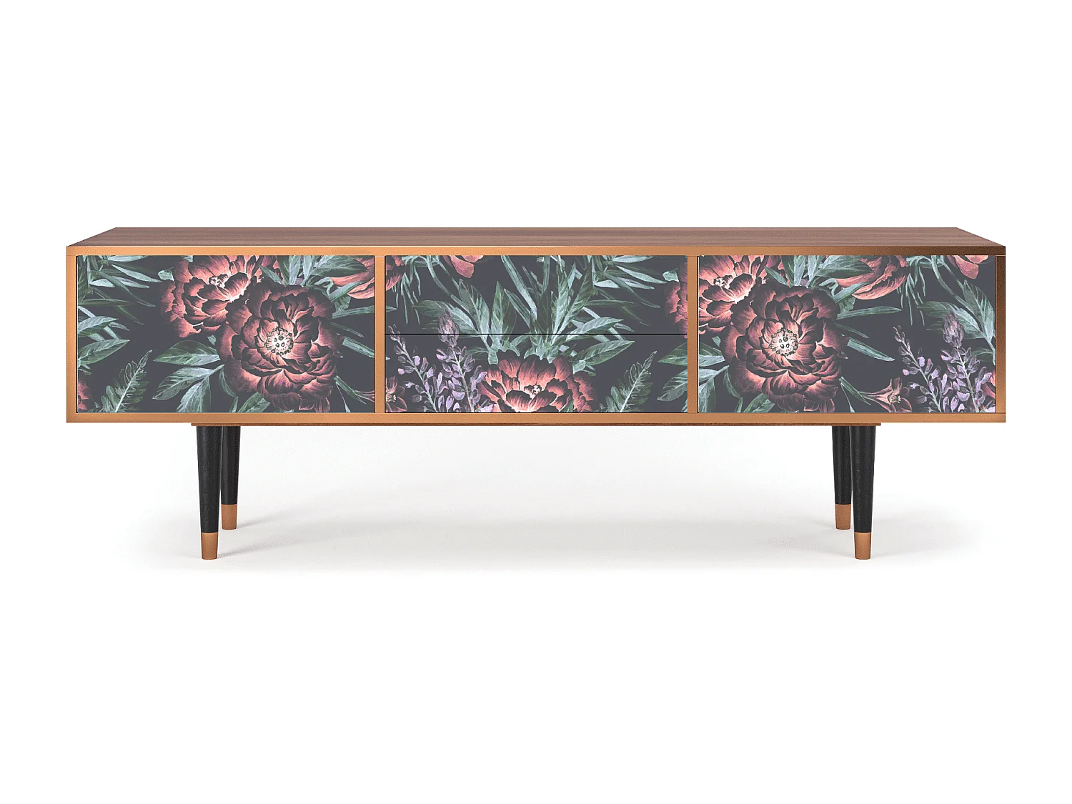 TV-Möbel - 170х59х48 cm - T4 - Dark Peonies, Walnuss