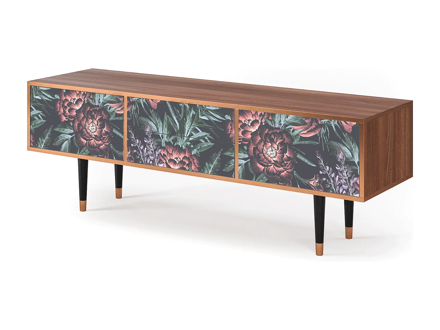 TV-Möbel - 170х59х48 cm - T4 - Dark Peonies, Walnuss