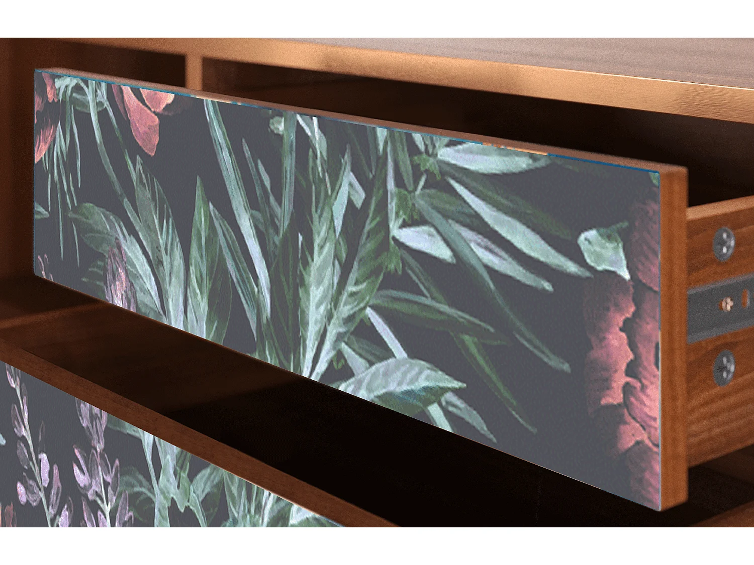 TV-Möbel - 170х59х48 cm - T4 - Dark Peonies, Walnuss