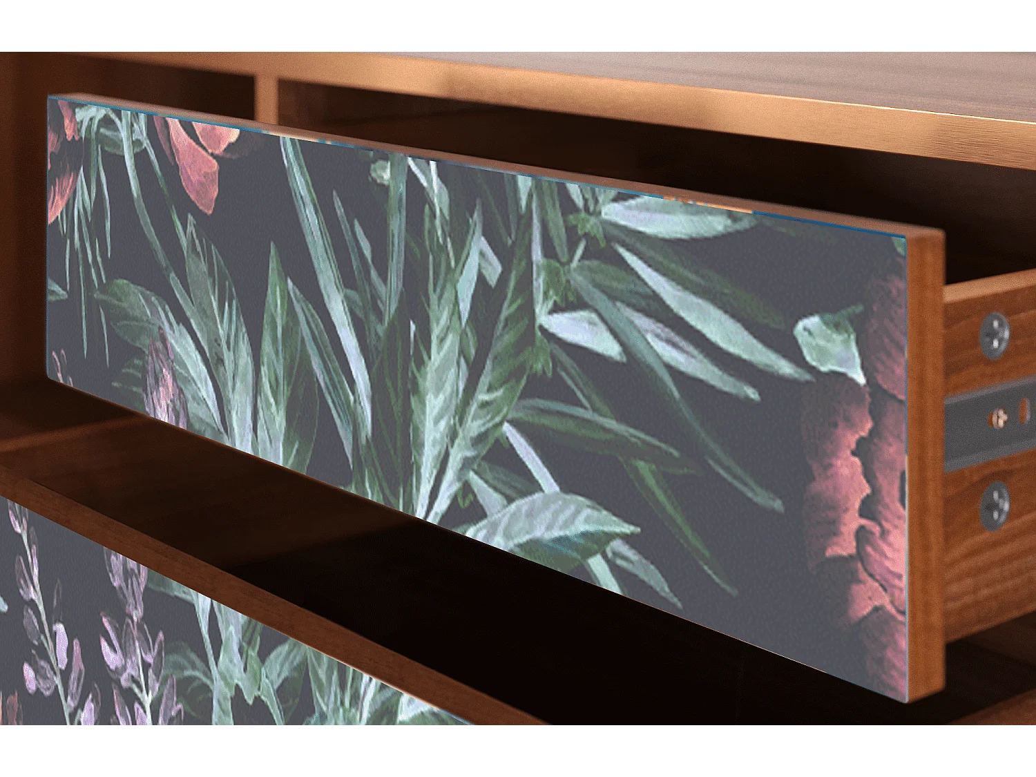 Meuble TV - 170х59х48 cm - T4 - Dark Peonies, Noyer