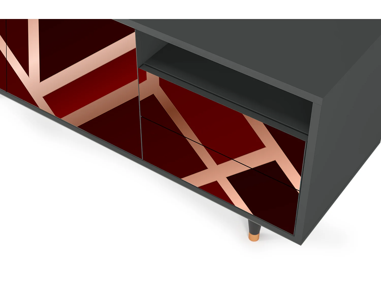 Meuble TV - 125х56х41 cm - T7 - Velvet 1920's, Anthracite