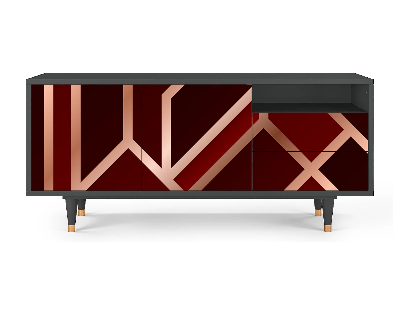 Mueble de TV - 125х56х41 cm - T7 - Velvet 1920's, Antracita