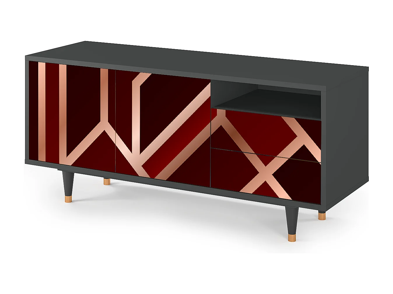 Mueble de TV - 125х56х41 cm - T7 - Velvet 1920's, Antracita