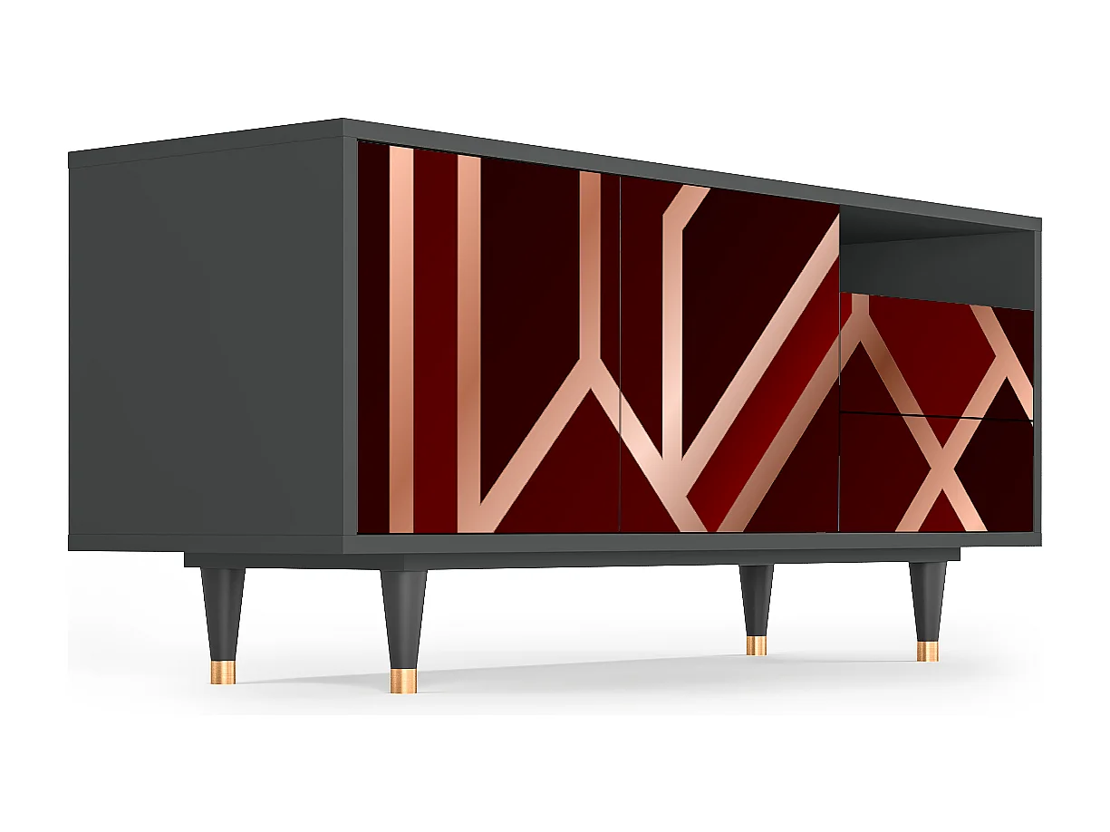 Meuble TV - 125х56х41 cm - T7 - Velvet 1920's, Anthracite