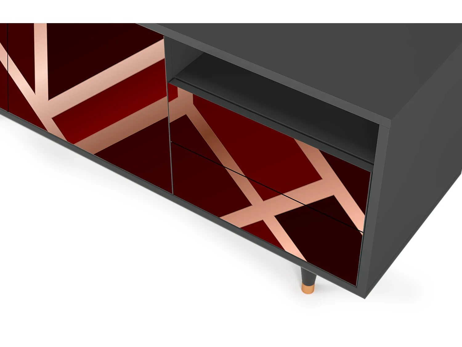 Meuble TV - 125х56х41 cm - T7 - Velvet 1920's, Anthracite