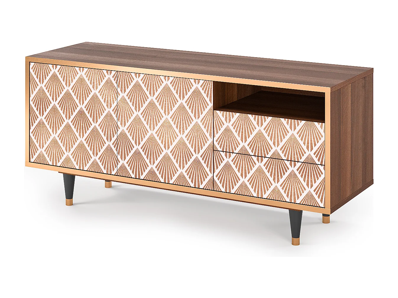 Szafka RTV - 125х56х41 cm - T7 - Pastel Sunrise, Orzech