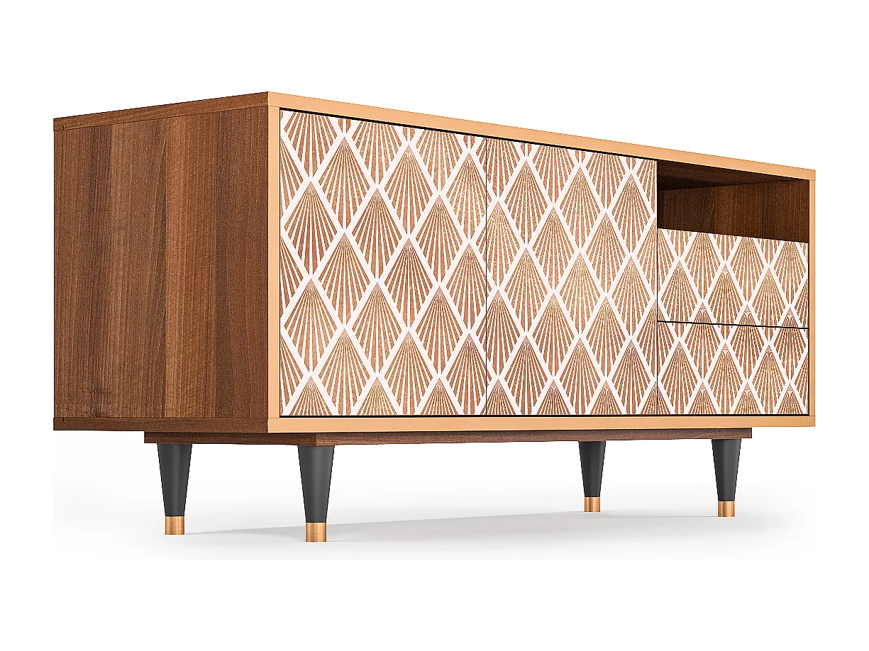 Meuble TV - 125х56х41 cm - T7 - Pastel Sunrise, Noyer