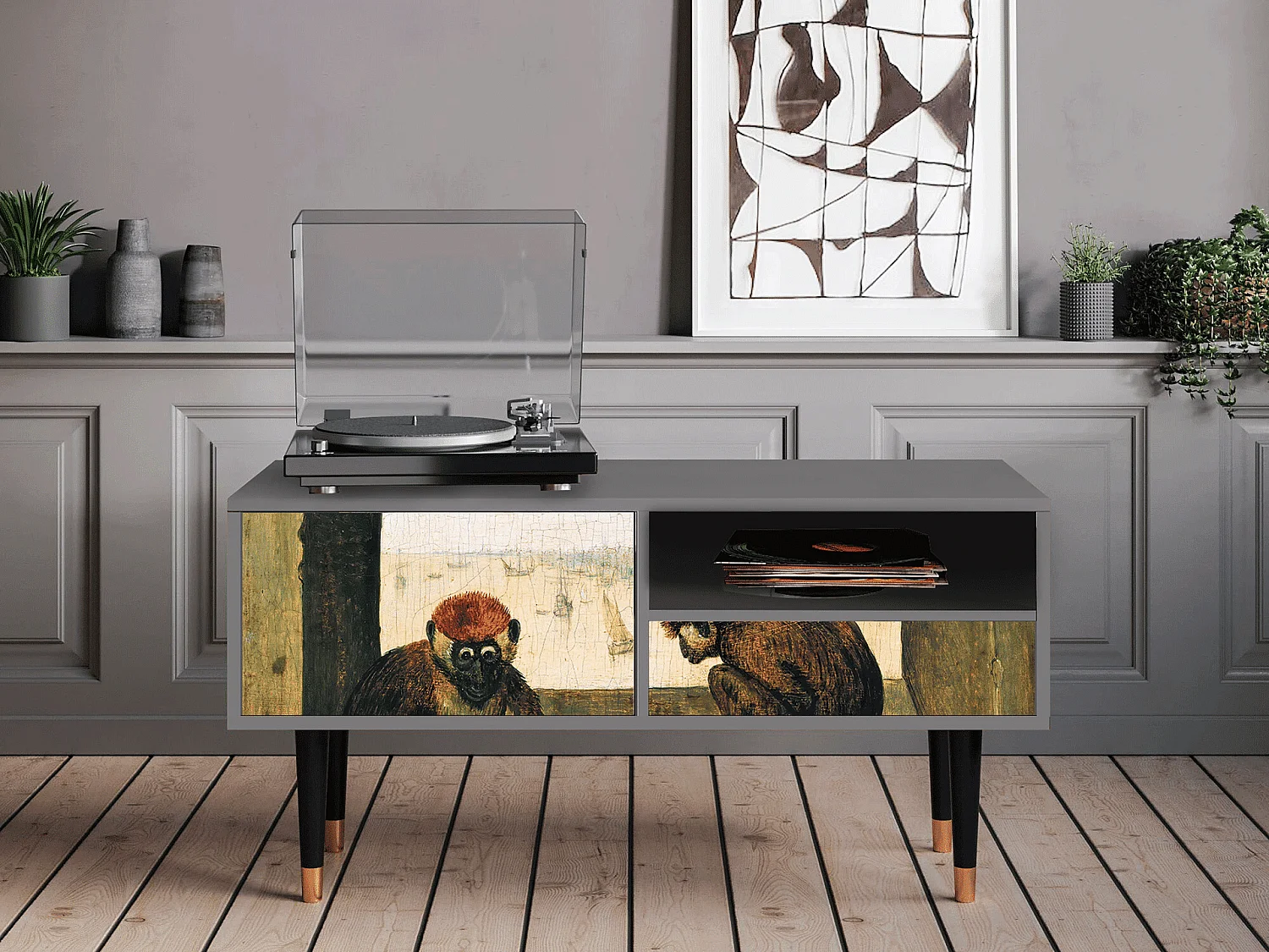 TV-meubel - 115х59х48 cm - T3 - Two Monkeys, Grijs
