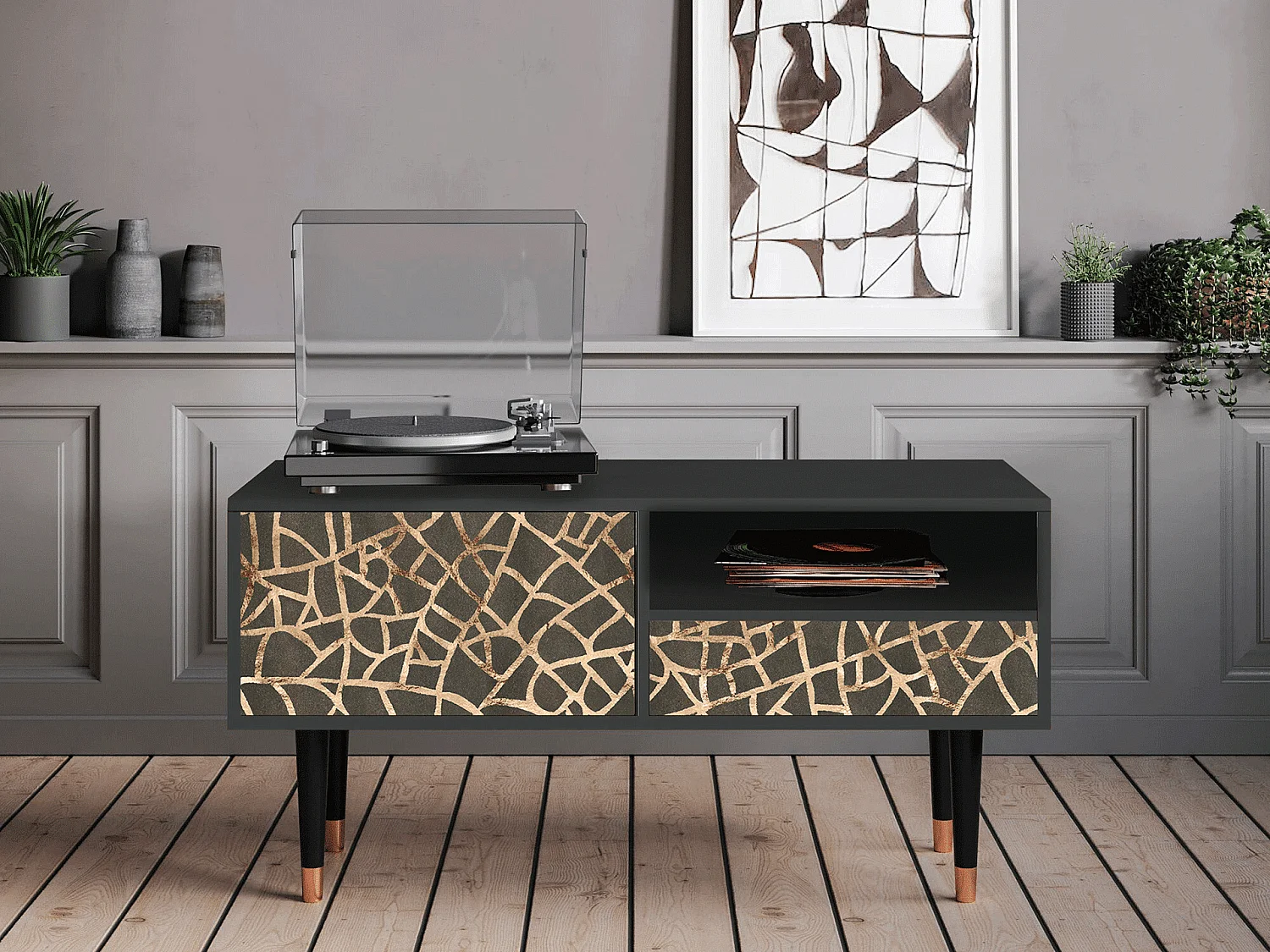 Meuble TV - 115х59х48 cm - T3 - Enlarged Leaf, Anthracite