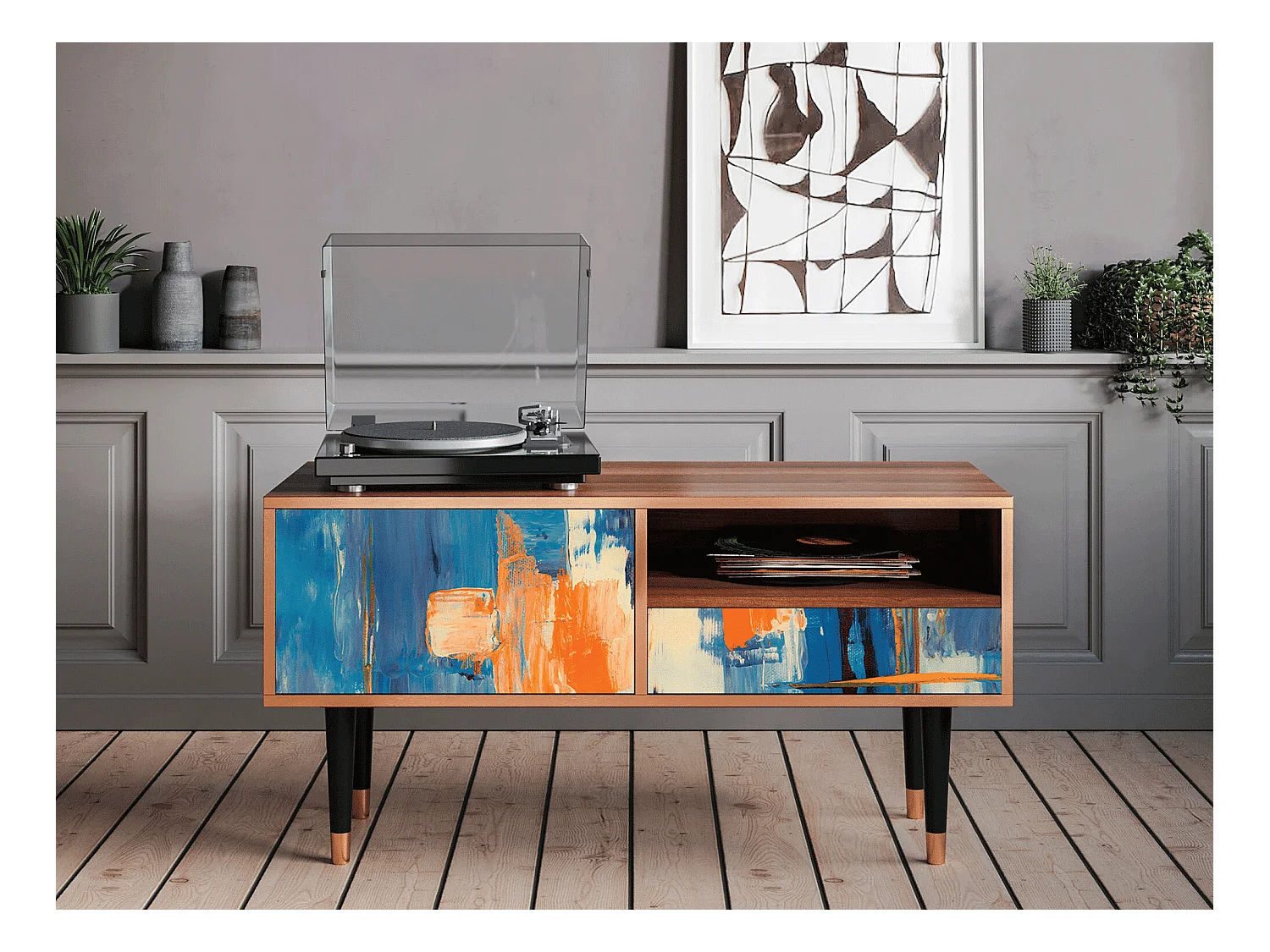 Mobile TV - 115х59х48 cm - T3 - Abstract Expressionism, Noce