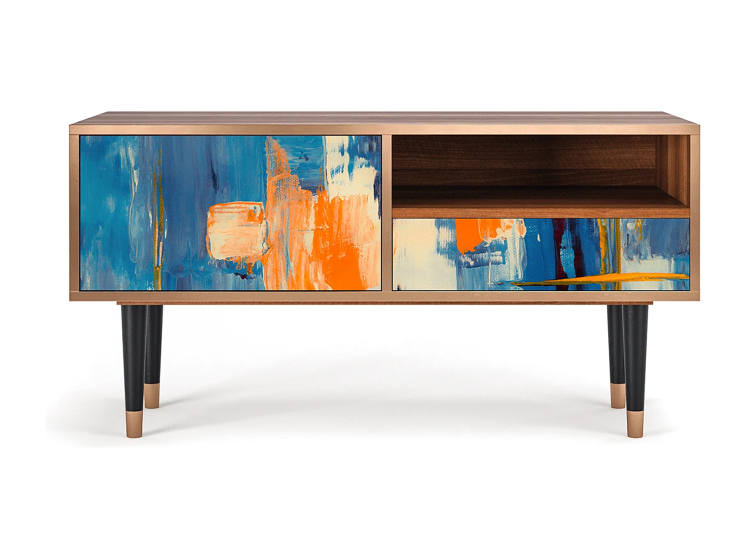 Meuble TV - 115х59х48 cm - T3 - Abstract Expressionism, Noyer