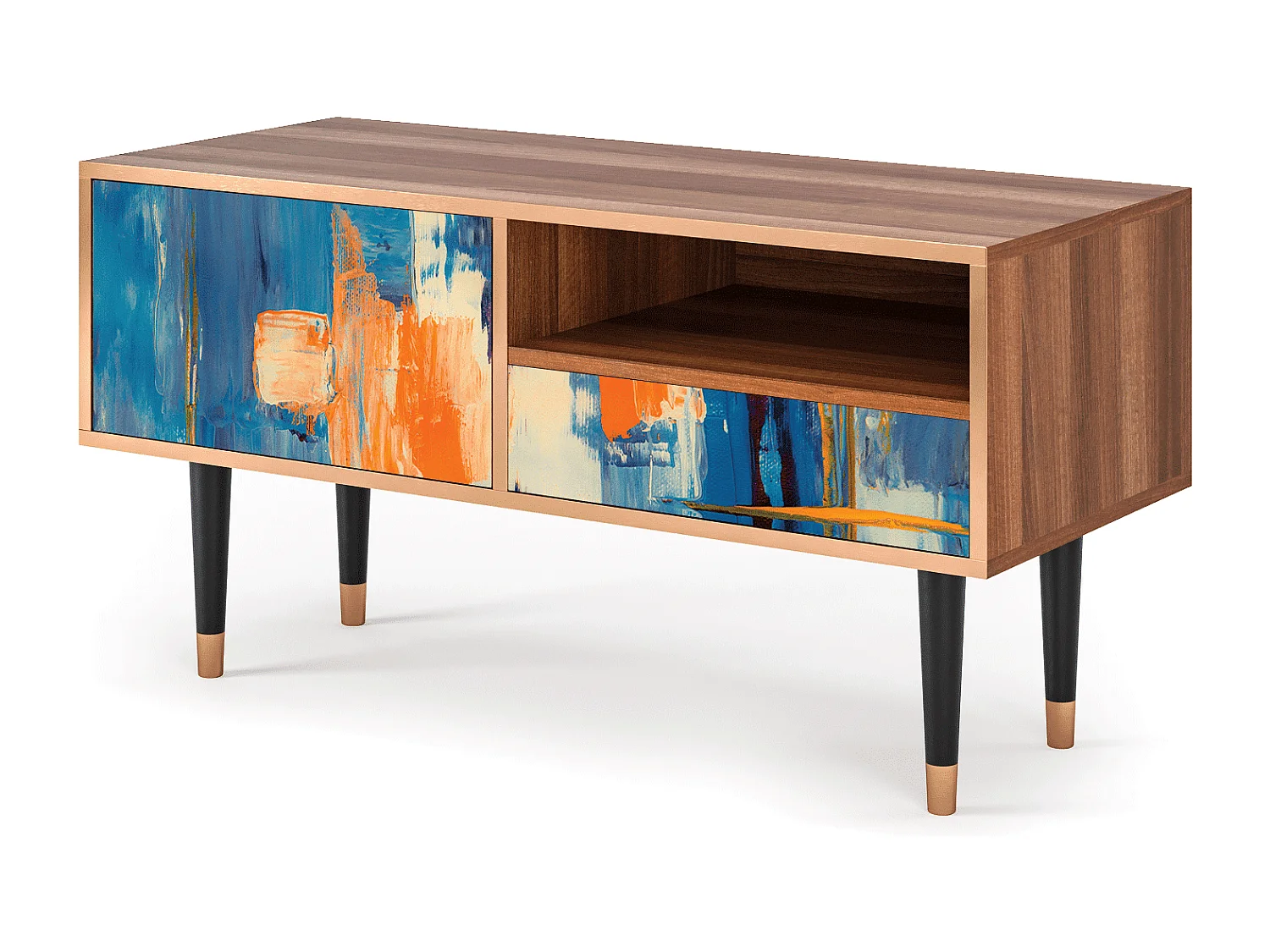 Meuble TV - 115х59х48 cm - T3 - Abstract Expressionism, Noyer