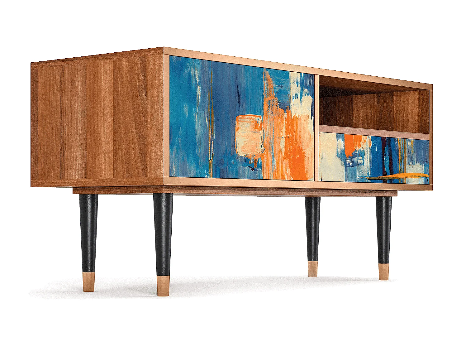 Meuble TV - 115х59х48 cm - T3 - Abstract Expressionism, Noyer