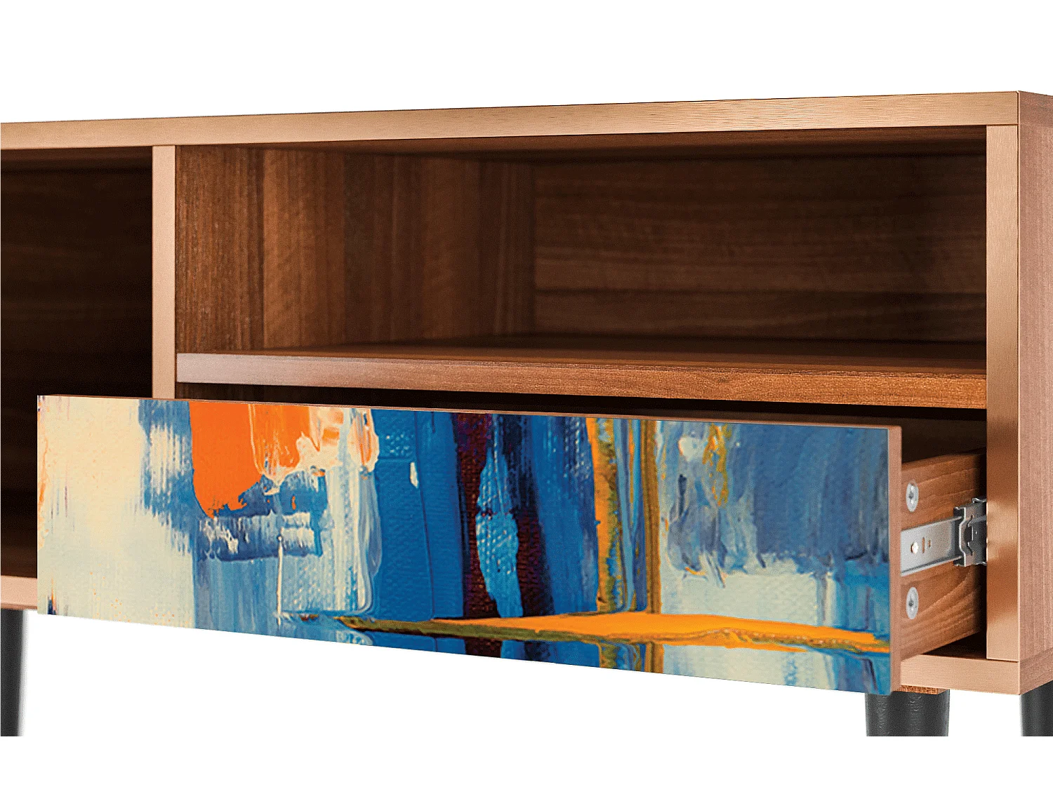 Meuble TV - 115х59х48 cm - T3 - Abstract Expressionism, Noyer