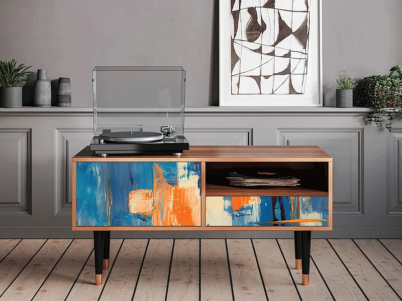 Meuble TV - 115х59х48 cm - T3 - Abstract Expressionism, Noyer