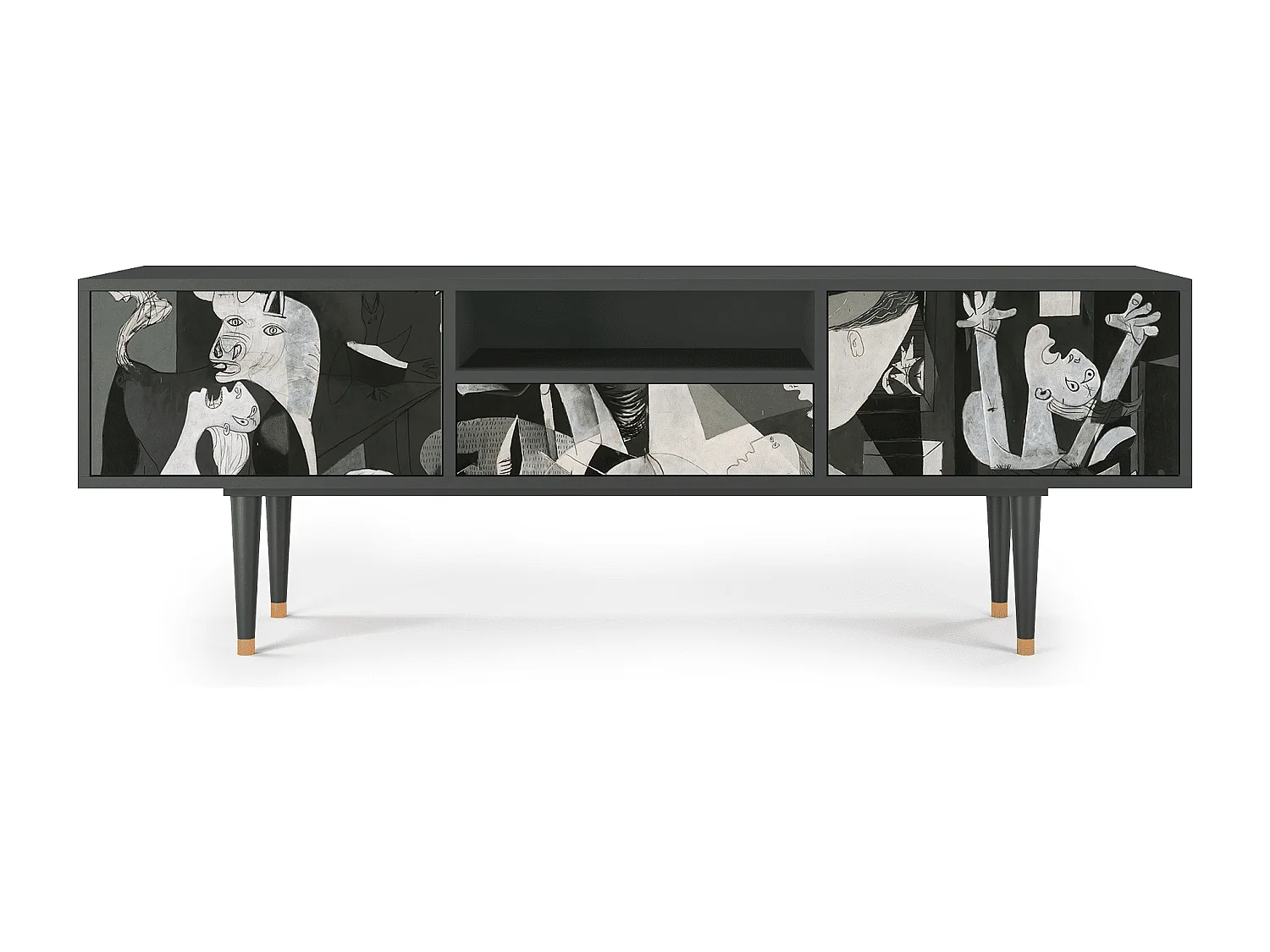 Szafka RTV - 170х59х41 cm - T6 - Guernica by Picasso, Antracyt