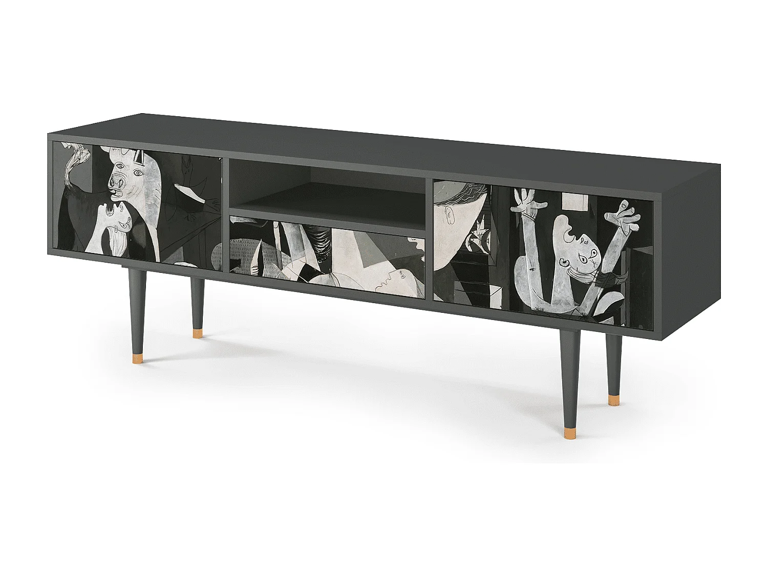 Szafka RTV - 170х59х41 cm - T6 - Guernica by Picasso, Antracyt