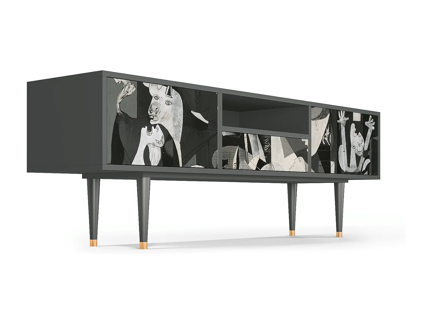 Szafka RTV - 170х59х41 cm - T6 - Guernica by Picasso, Antracyt