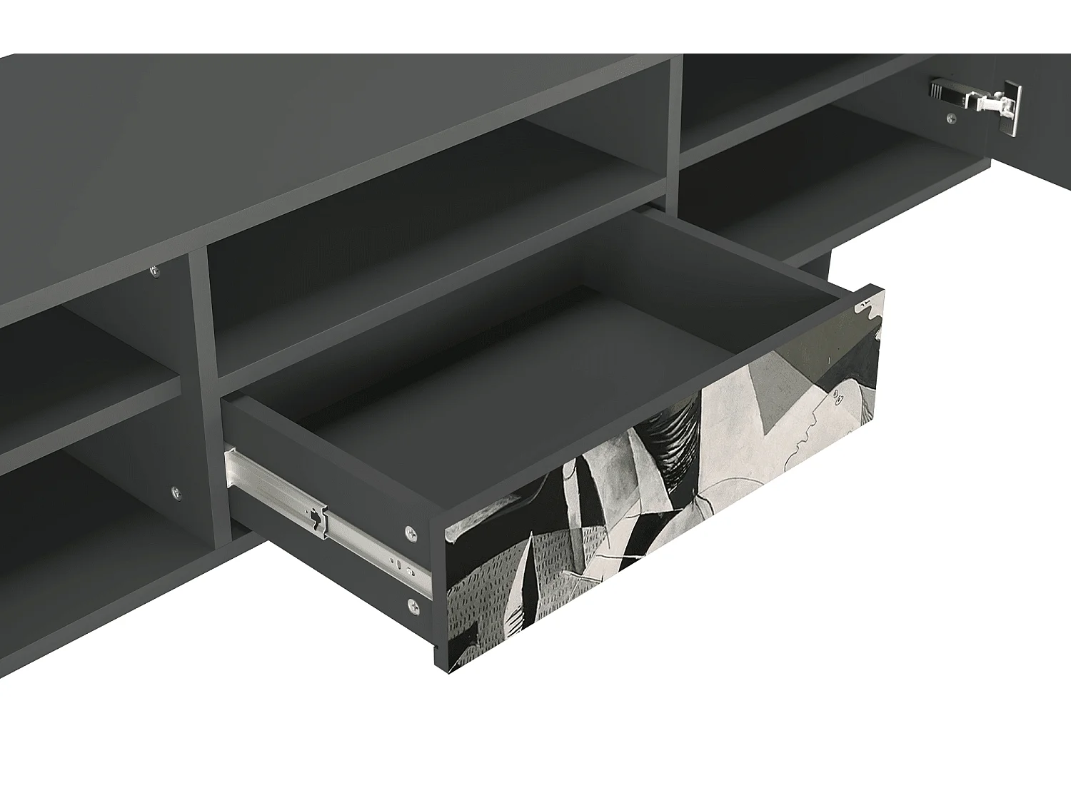 Szafka RTV - 170х59х41 cm - T6 - Guernica by Picasso, Antracyt