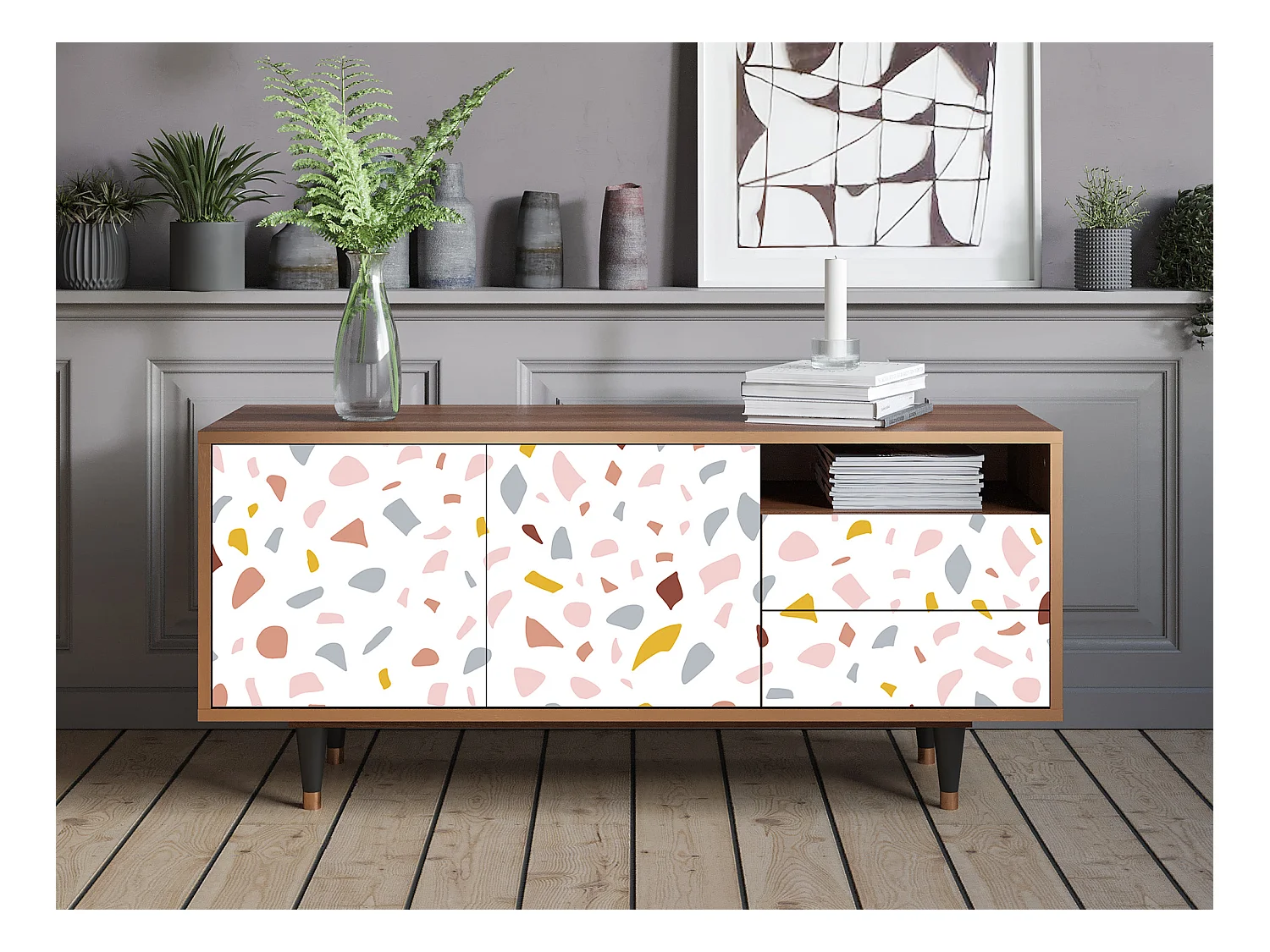 Mobile TV - 125х56х41 cm - T7 - Marmelade Cheese, Noce