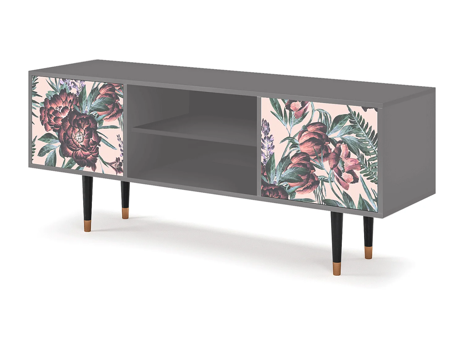 Mobile TV - 170х69х48 cm - T2 - Peach Peonies, Grigio