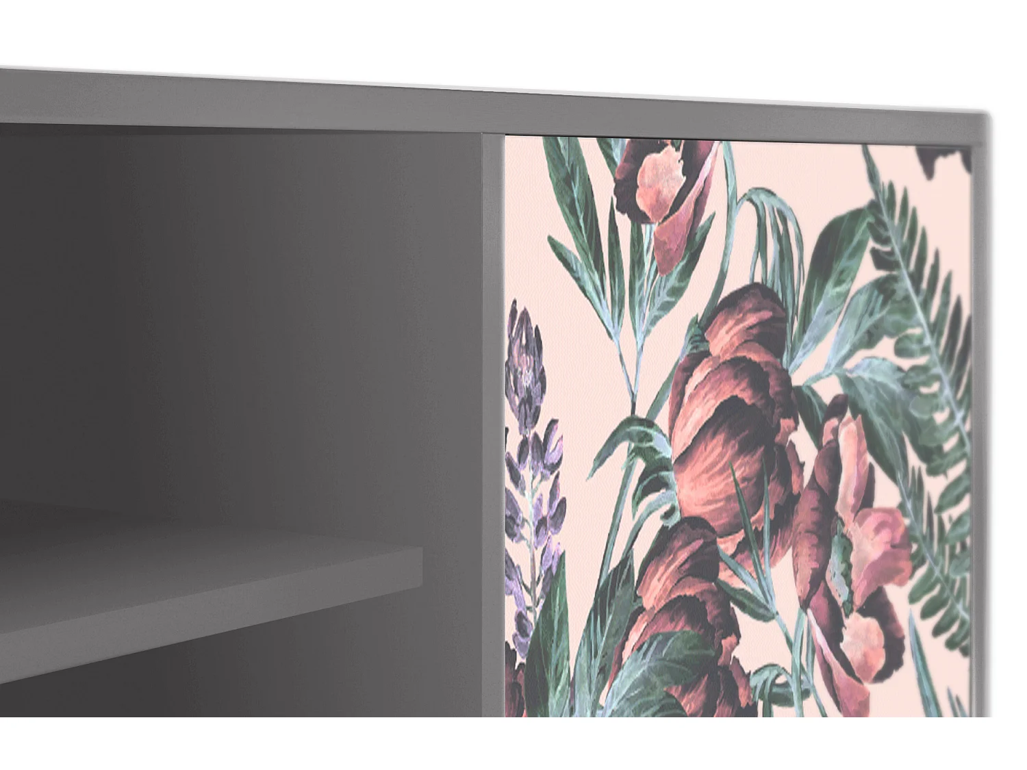 Mobile TV - 170х69х48 cm - T2 - Peach Peonies, Grigio