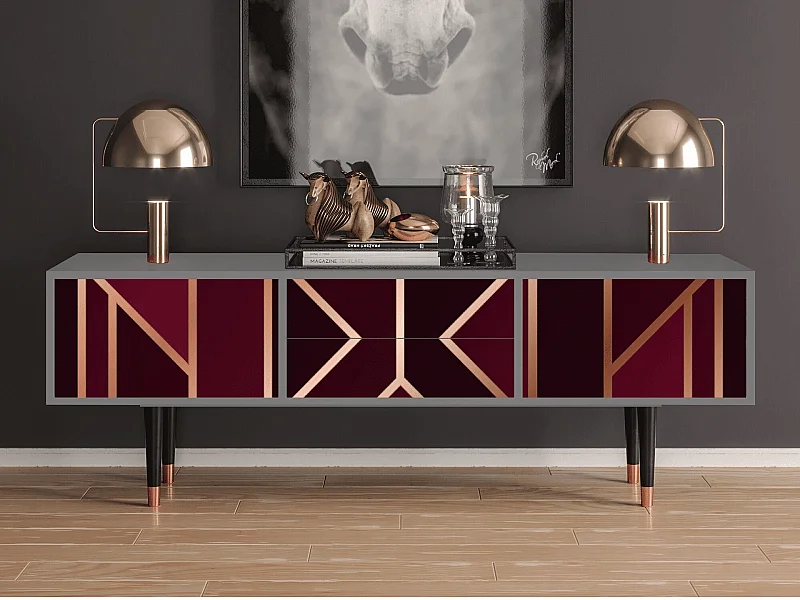 Szafka RTV - 170х59х48 cm - T4 - Burgundy Jewelery, Szary