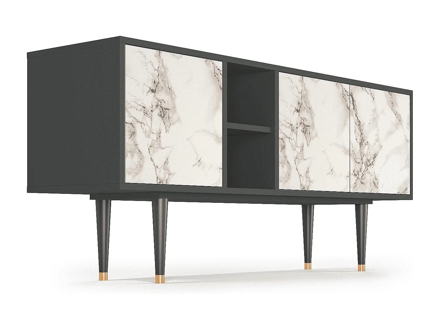 Mobile TV - 150х69х41 cm - T5 - Milk Marble, Antracite