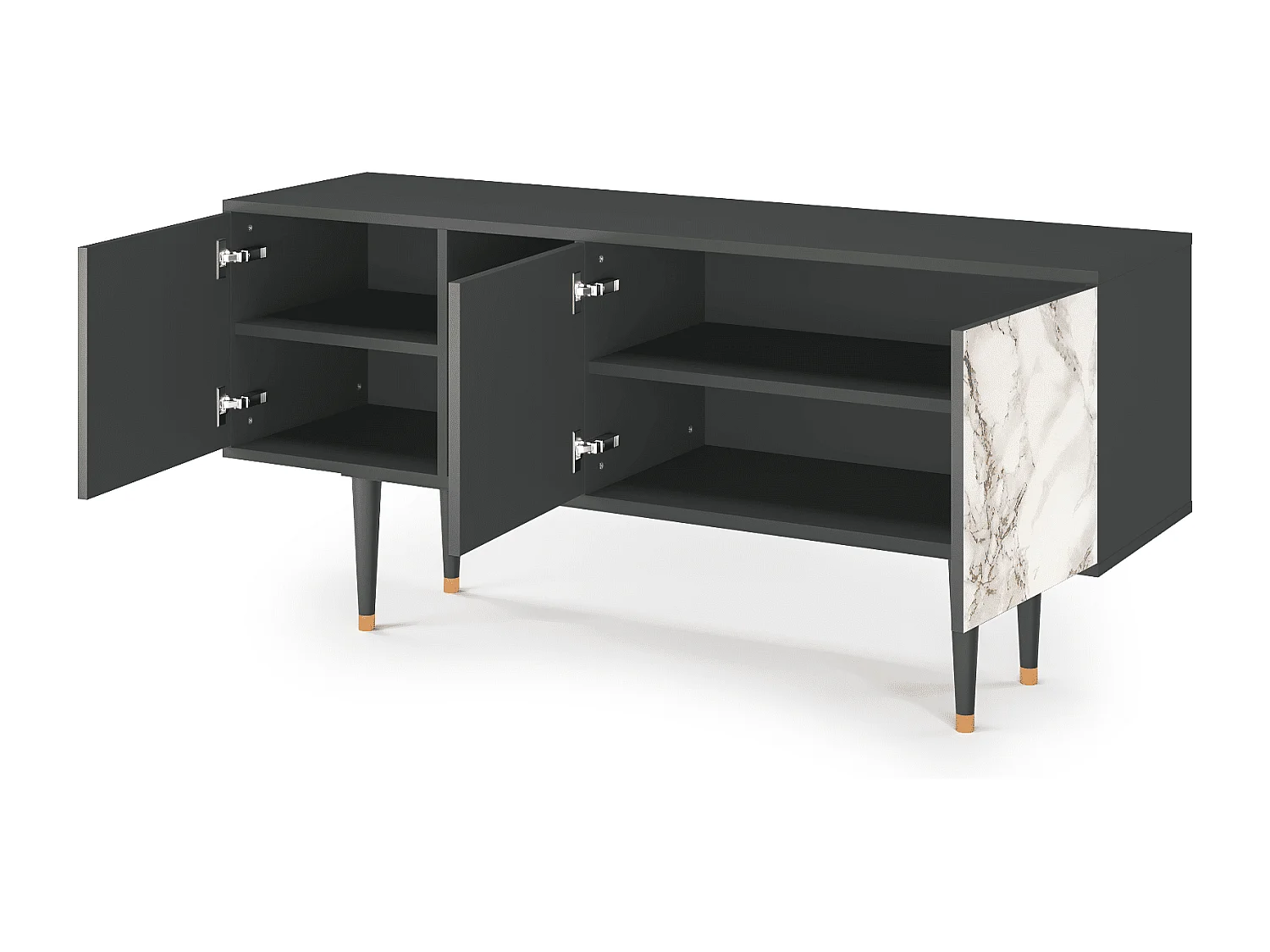 Mobile TV - 150х69х41 cm - T5 - Milk Marble, Antracite