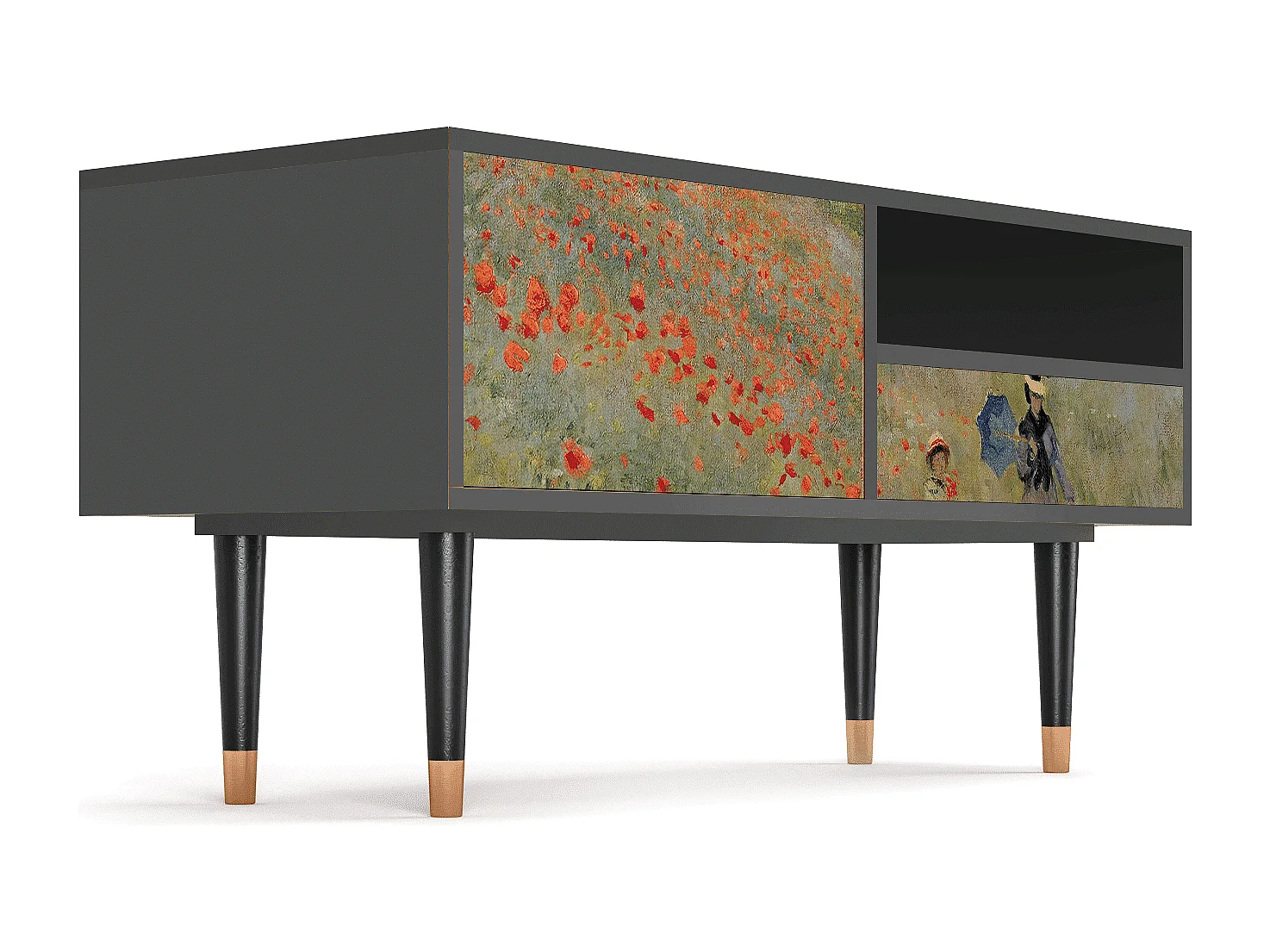 TV-meubel - 115х59х48 cm - T3 - The Poppy Field   , Antraciet