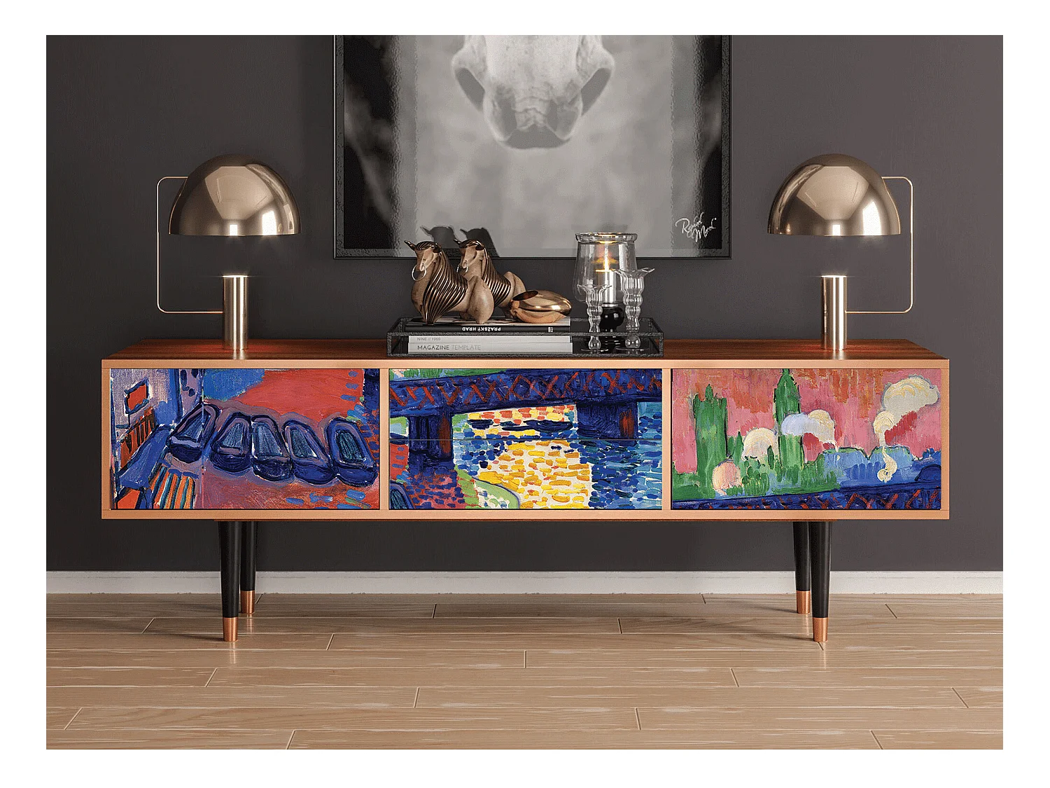 Meuble TV - 170х59х48 cm - T4 - Charing Cross Bridge, Noyer