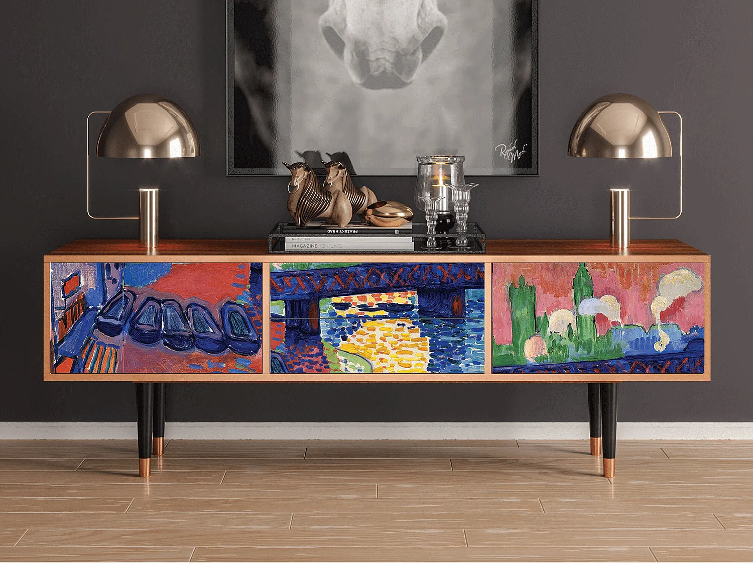 Meuble TV - 170х59х48 cm - T4 - Charing Cross Bridge, Noyer