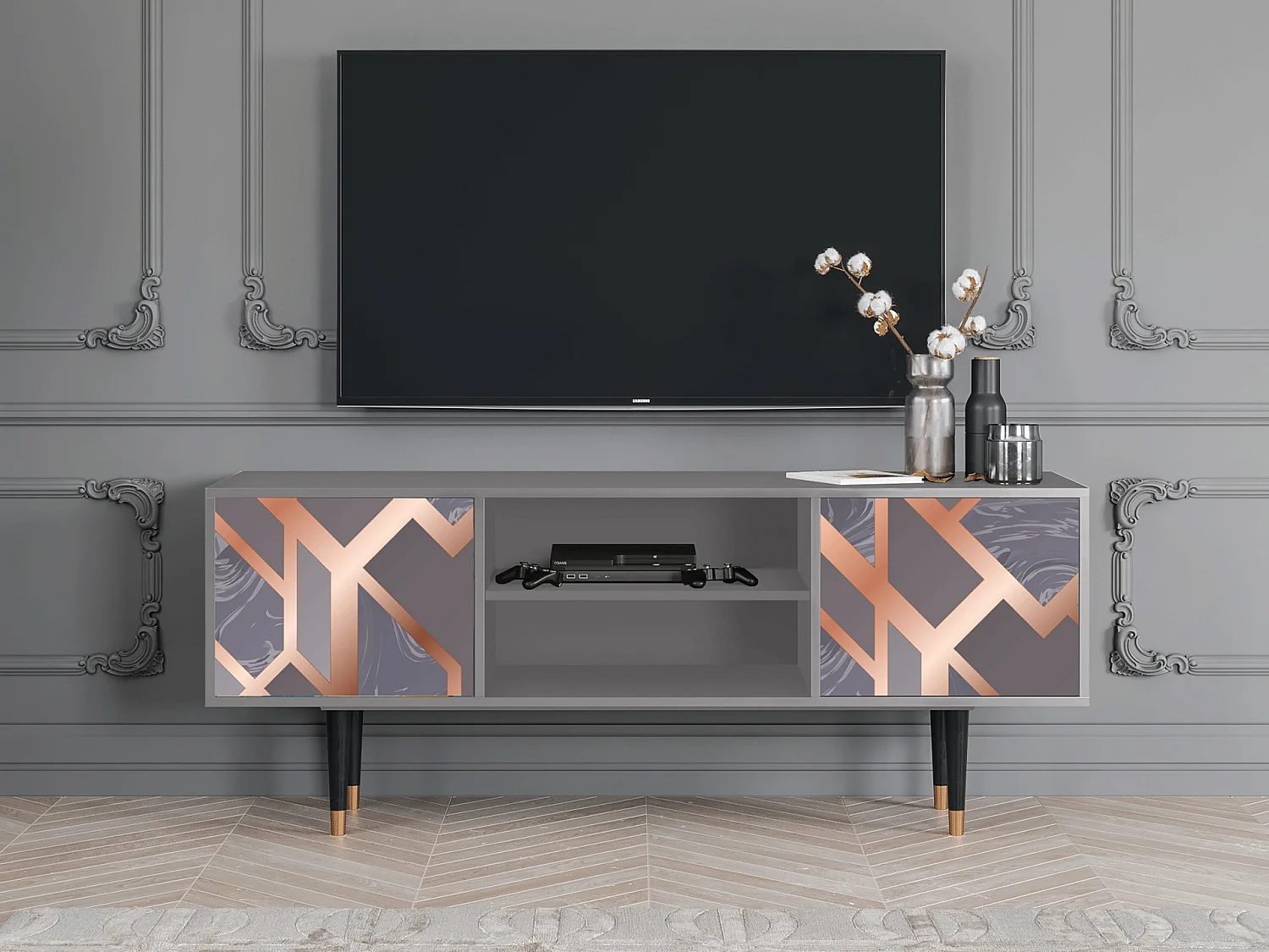 Meuble TV - 170х69х48 cm - T2 - Taupe Anatomy, Gris