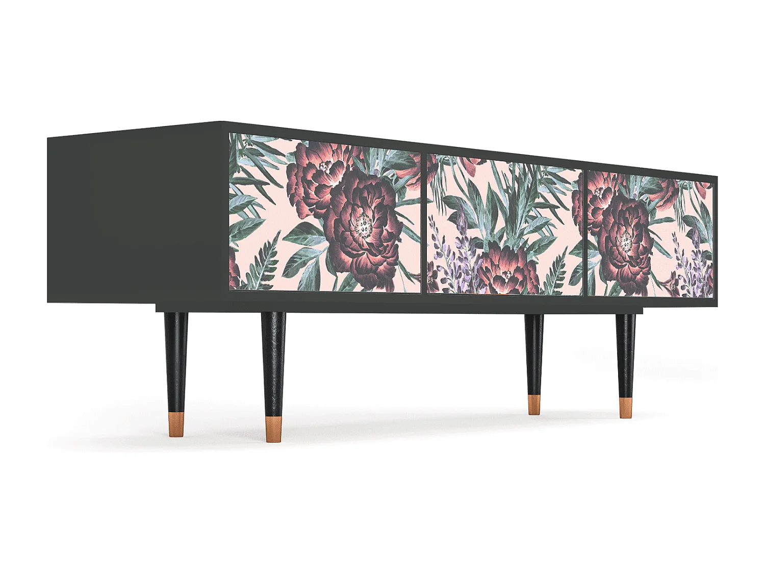 Mobile TV - 170х59х48 cm - T4 - Peach Peonies, Antracite