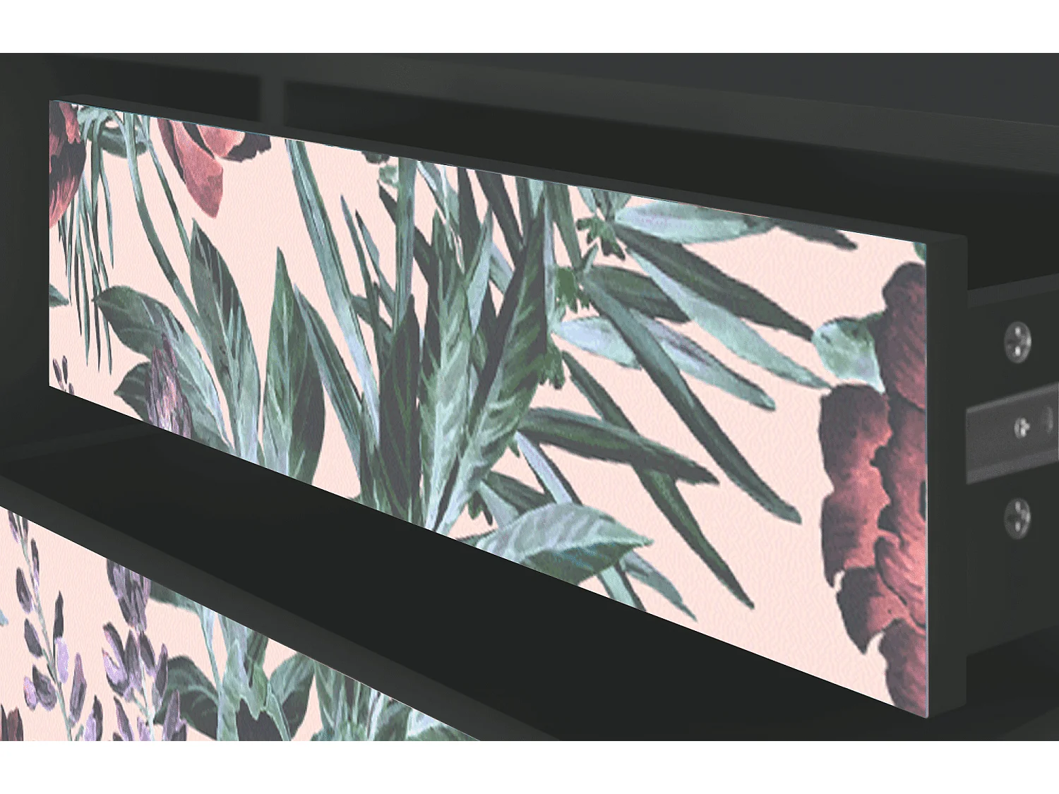 Szafka RTV - 170х59х48 cm - T4 - Peach Peonies, Antracyt