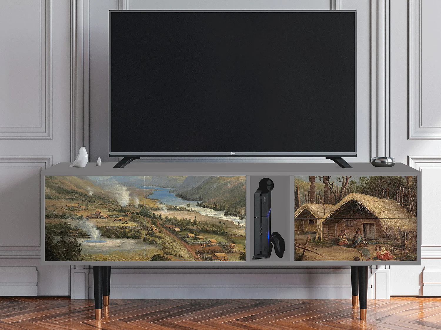 Meuble TV - 170х69х48 cm - T1 - View Across the Plains , Gris